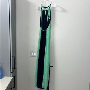 New York & Company Green and Black Halter Gown